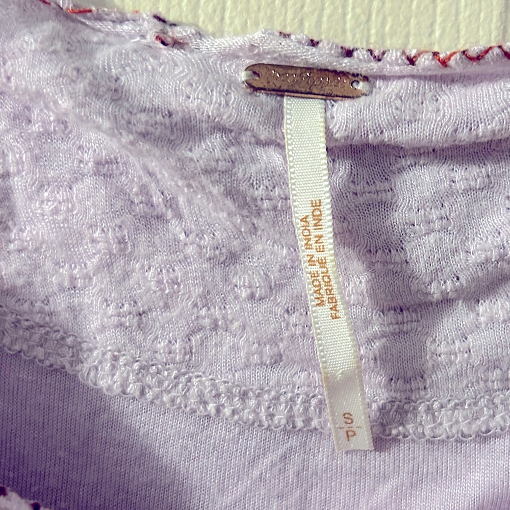 Free People Lilac Purple Begonia Boho top size large - Picture 8 of 9